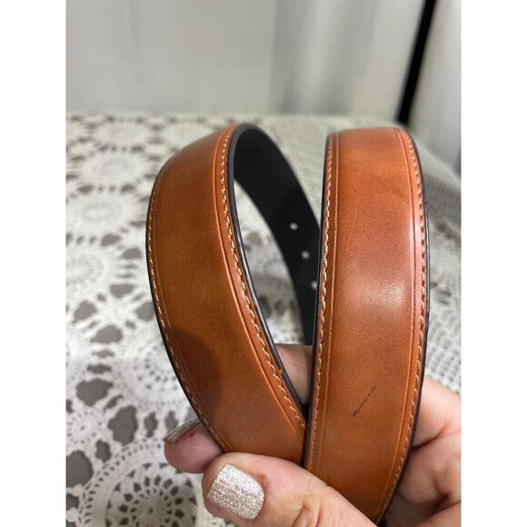 Brown Leather Belt With Metal Buckle 30-32 - Picture 2 of 3